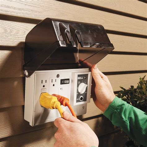 electrical box for exterior outlet|outdoor electrical outlet box enclosure.